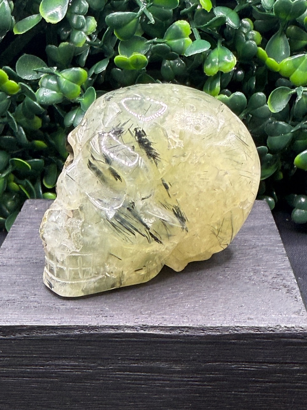 Prehnite Skull Carving